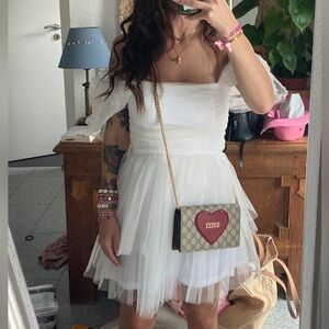 ASOS Elegant White mini Layered Tulle lace & beads Dress wedding prom dance